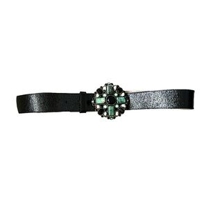Leatherock Leather Stone/ Gem Embellished Belt Black/Turquoise Size Small